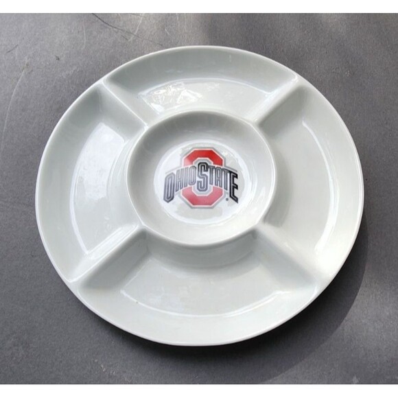The Ohio State University Ceramic Divided Appetizer Serving OSU Buckeyes Plate - Picture 9 of 9